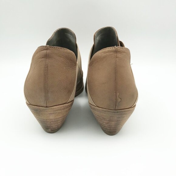 EILEEN FISHER Tan Leather Pointed Toe Slip On Block Heel Ankle Boots Womens 8.5 - Picture 5 of 11